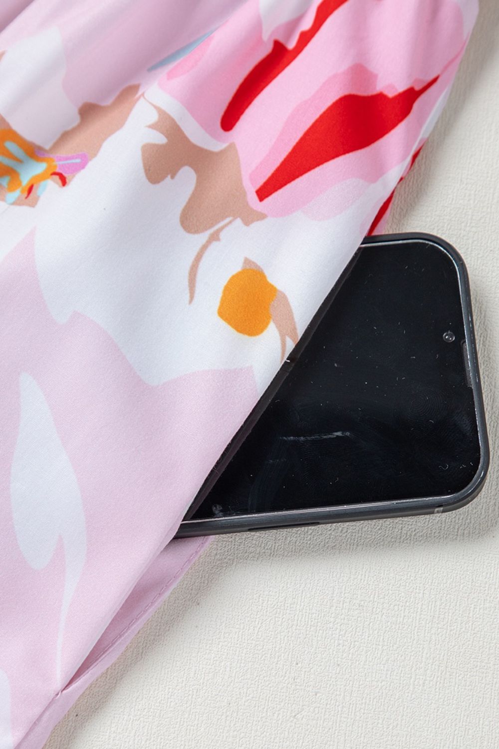 Floral Print Knotted Shoulder Smocked Maxi Dress