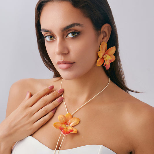 Bohemian Style Flower Necklace and Earring Set