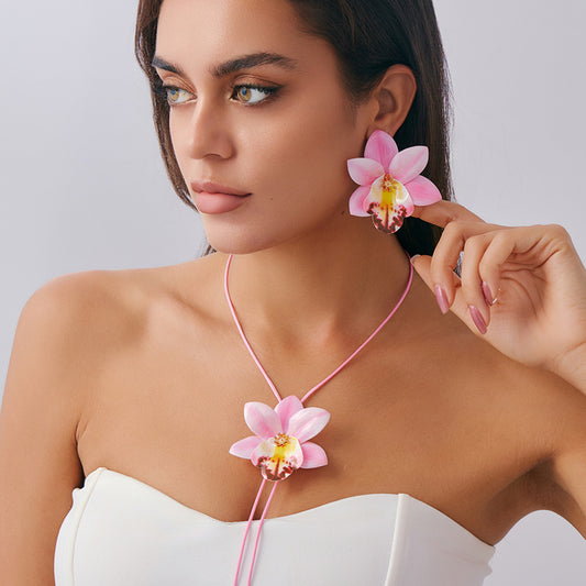 Bohemian Style Flower Necklace and Earring Set