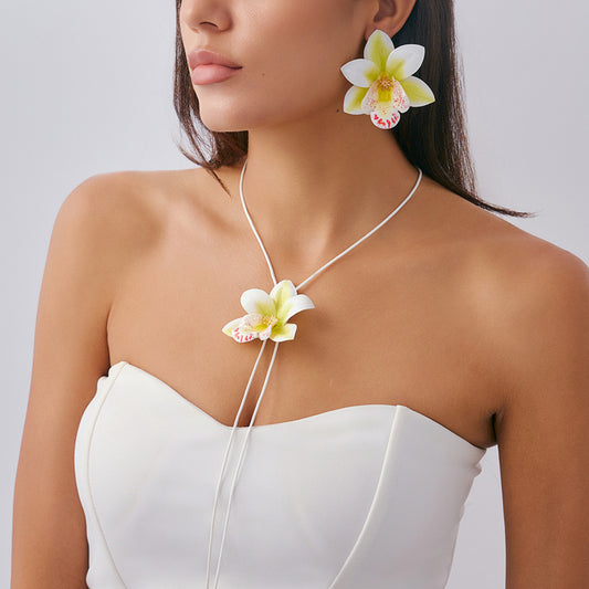 Bohemian Style Flower Necklace and Earring Set