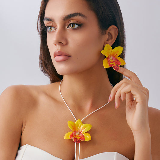 Bohemian Style Flower Necklace and Earring Set