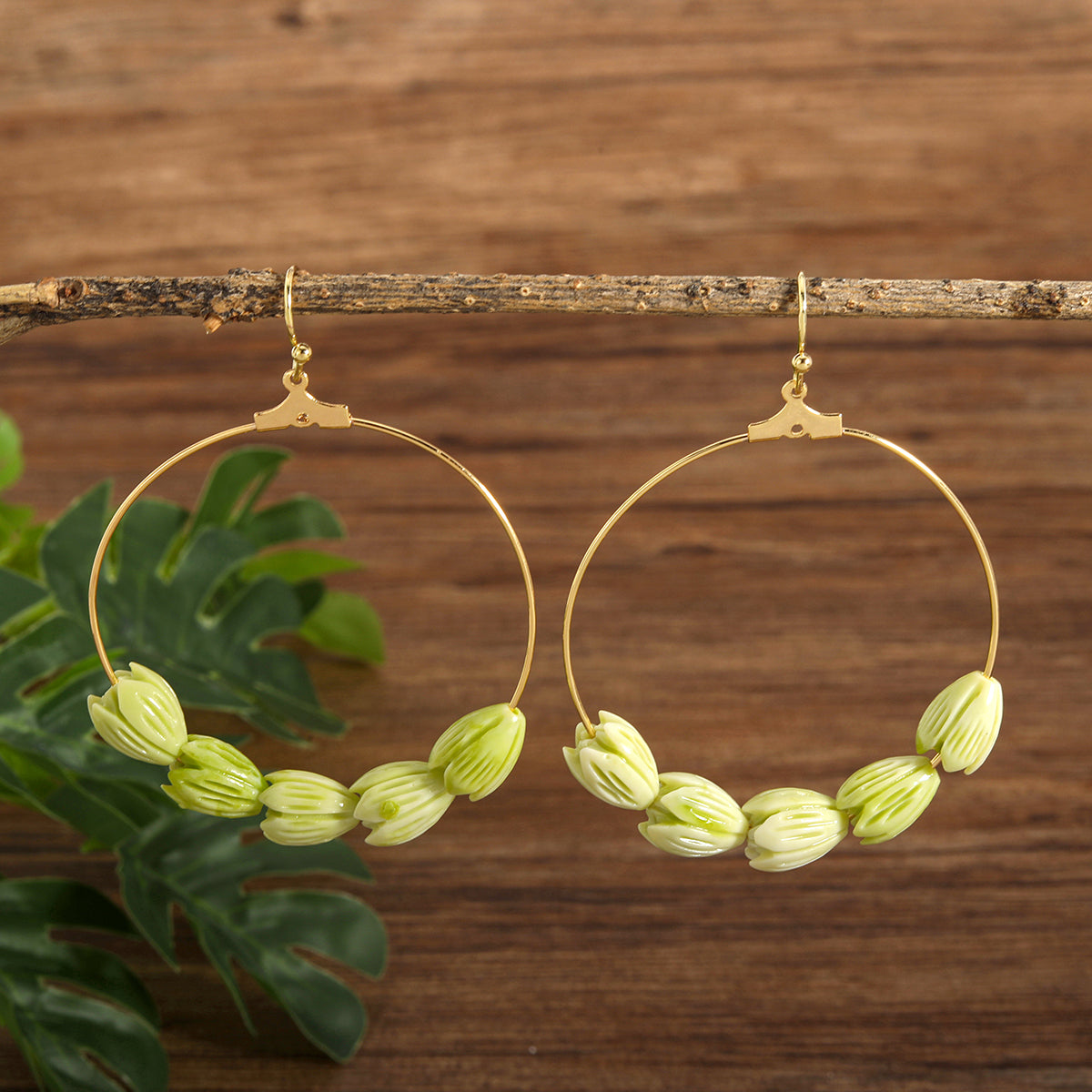 Hawaiian Pikake Hoop Earrings