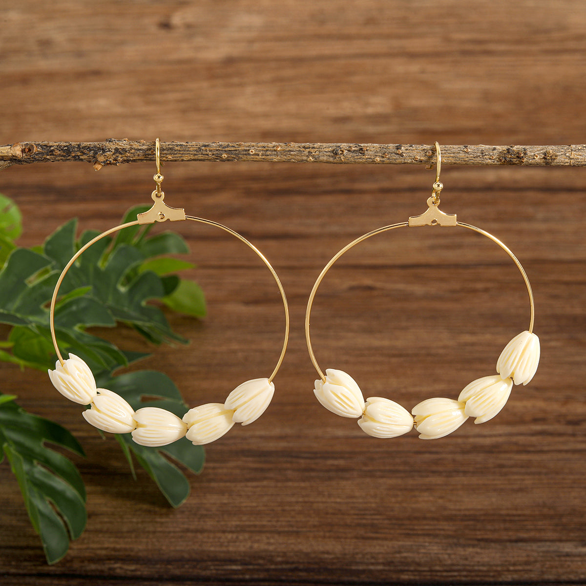 Hawaiian Pikake Hoop Earrings