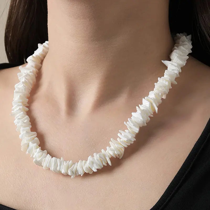 Boho Natural Puka Shell Necklace Irregular Shell Necklace