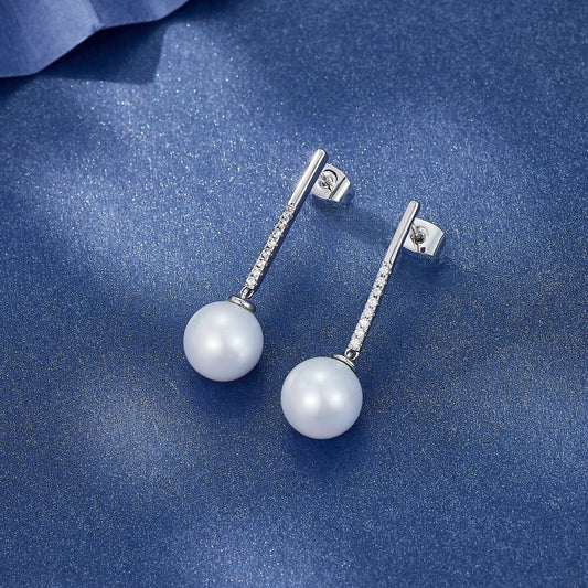 Copper Stud Earrings Big Size Freshwater Pearl Drop