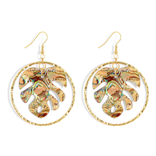 Monstera Leaf Hoop Earrings