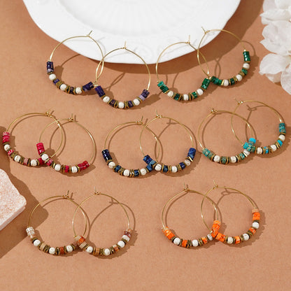 Boho Multi Beaded Hoop Earrings