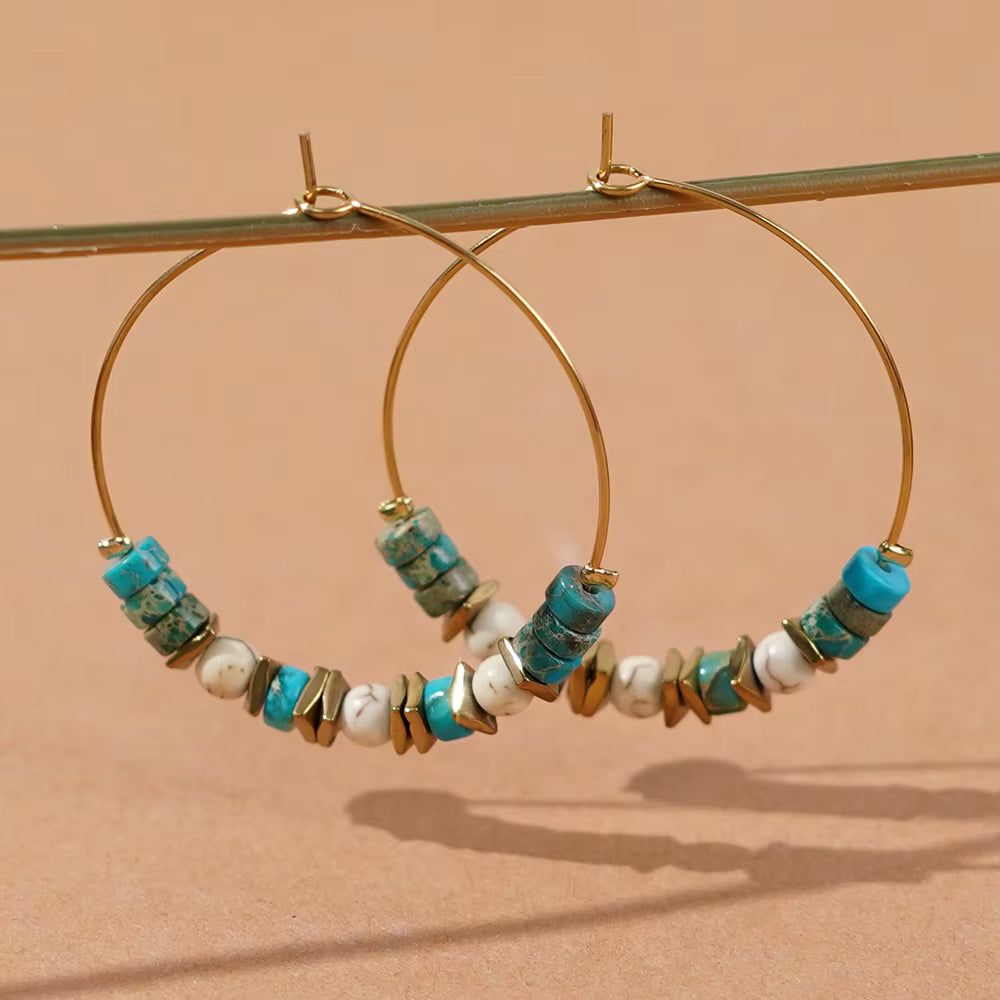 Boho Multi Beaded Hoop Earrings