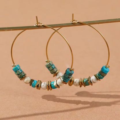 Boho Multi Beaded Hoop Earrings