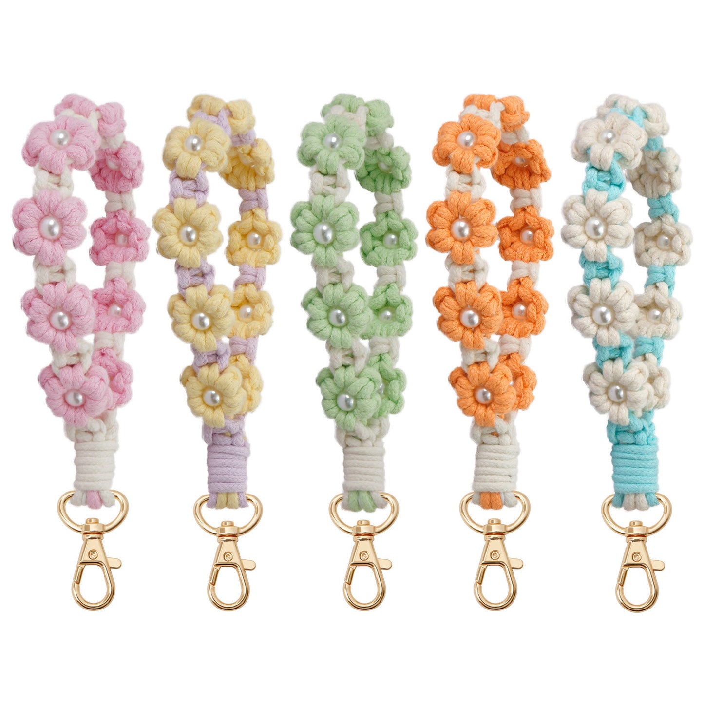 Wrist Lanyard Flower Keyring Holder