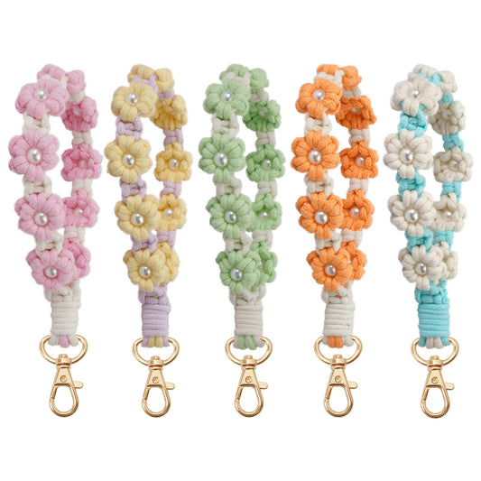 Wrist Lanyard Flower Keyring Holder