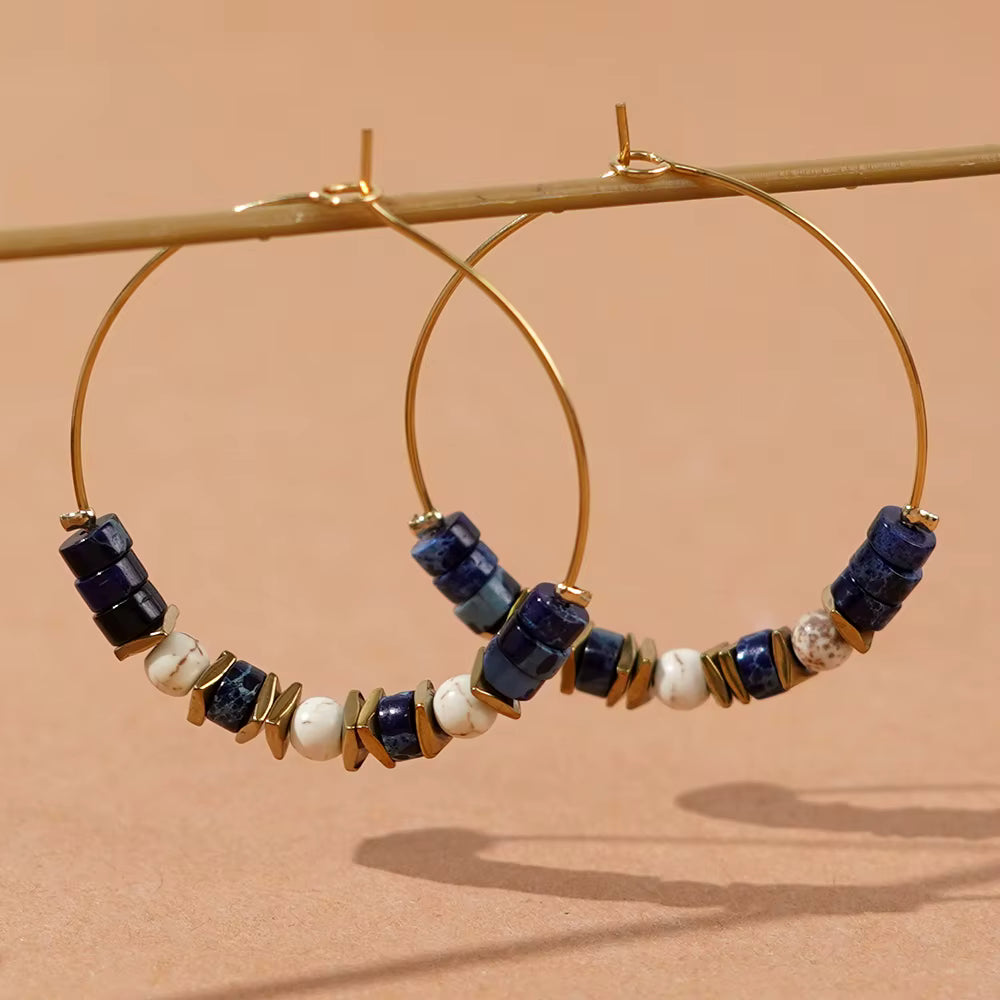 Boho Multi Beaded Hoop Earrings