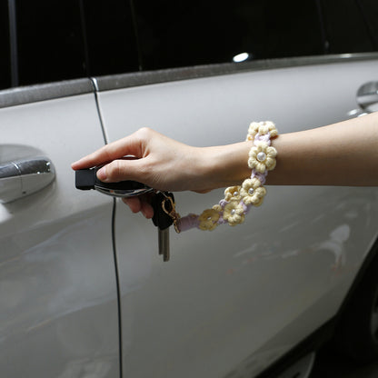 Wrist Lanyard Flower Keyring Holder