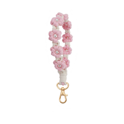 Wrist Lanyard Flower Keyring Holder