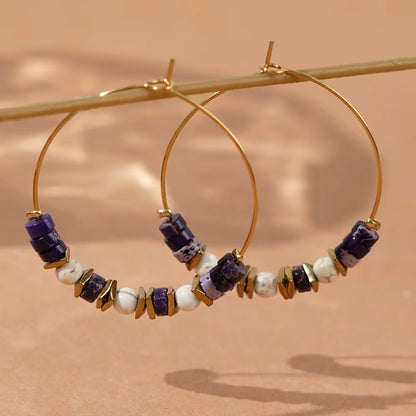 Boho Multi Beaded Hoop Earrings