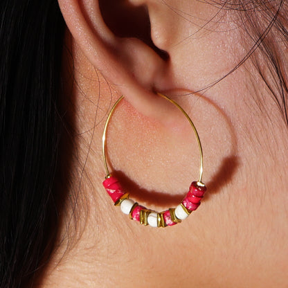 Boho Multi Beaded Hoop Earrings
