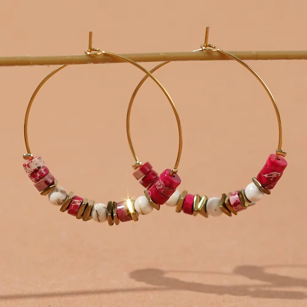 Boho Multi Beaded Hoop Earrings