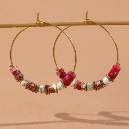 Boho Multi Beaded Hoop Earrings