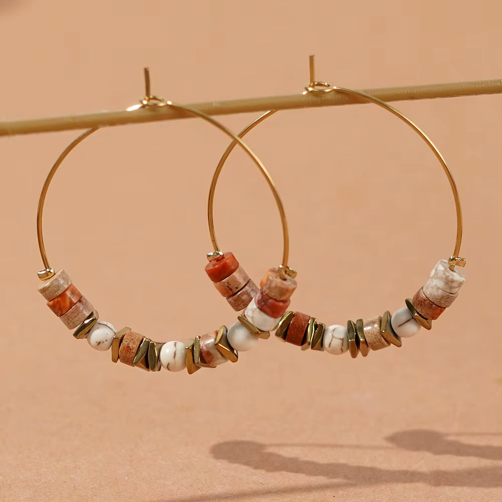 Boho Multi Beaded Hoop Earrings
