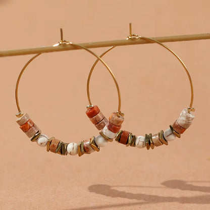 Boho Multi Beaded Hoop Earrings