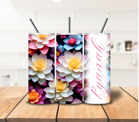 Personalized Multi Color Flower Tumbler