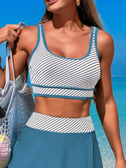 Scoop Neck Top and Skort Swim Set